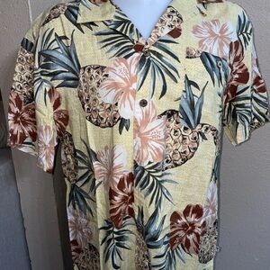 New Island Shores Hawaiian Shirt Hawthorne Yellow Pineapple Size Large